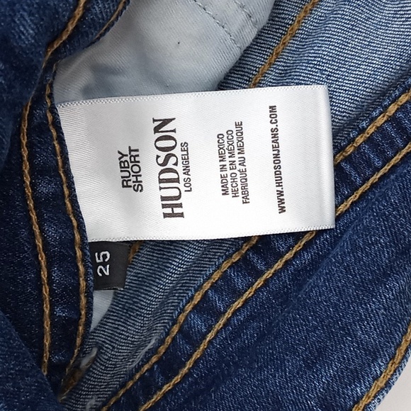 Hudson Ruby Mid-Thigh Cuffed Button Flap Pocket Denim Jean Shorts 25 - Picture 13 of 14